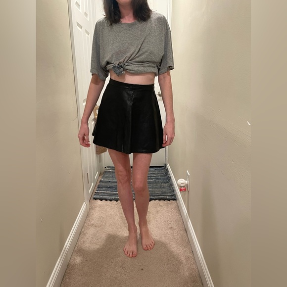 American Eagle Black Skater Faux Leather Mini Skirt - Picture 11 of 11